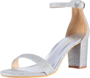 Ankis Heels for Women Open Toe Ankle Strap Chunky Heel Sandals 2.75 Inch