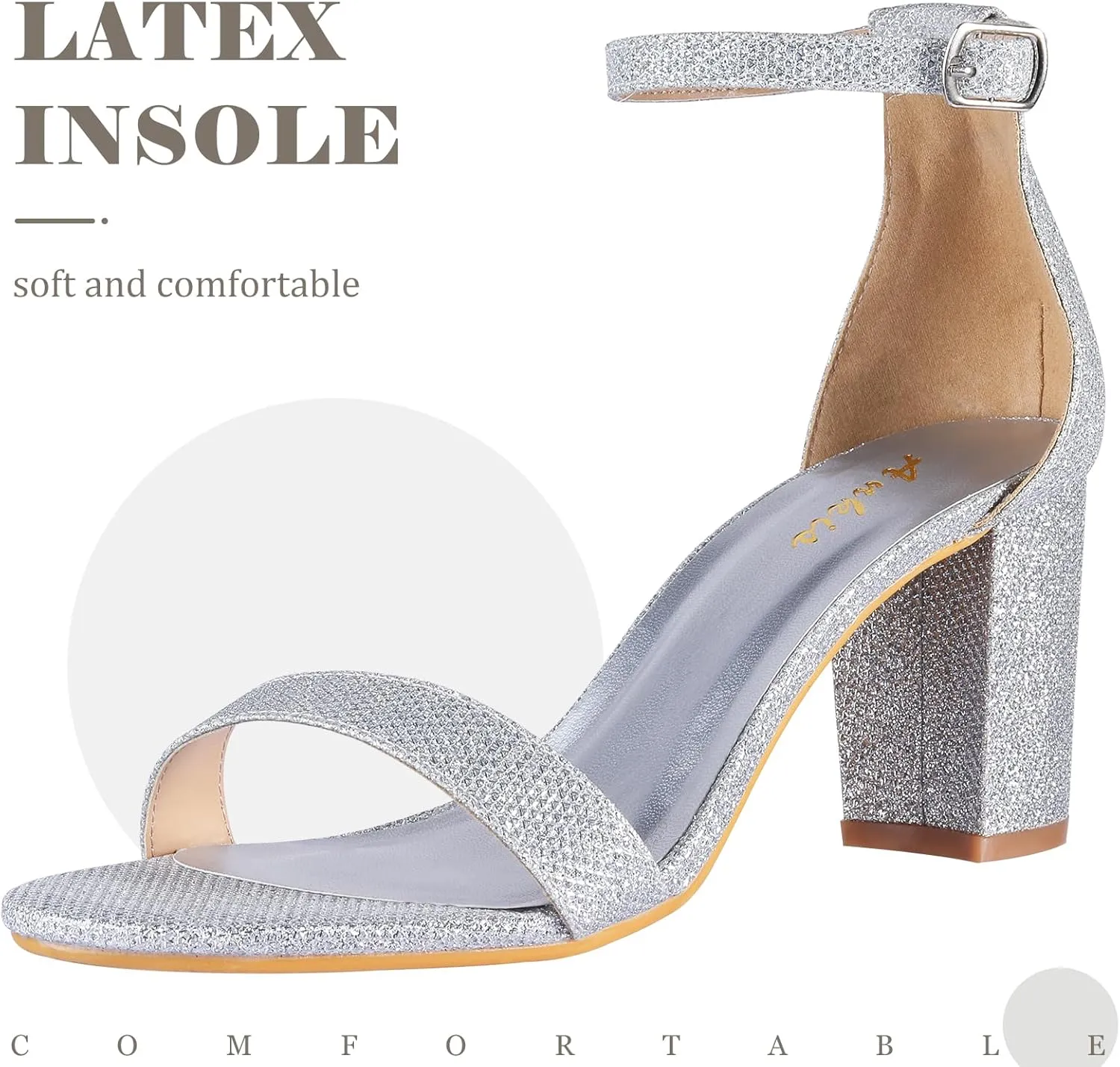 Ankis Heels for Women Open Toe Ankle Strap Chunky Heel Sandals 2.75 Inch