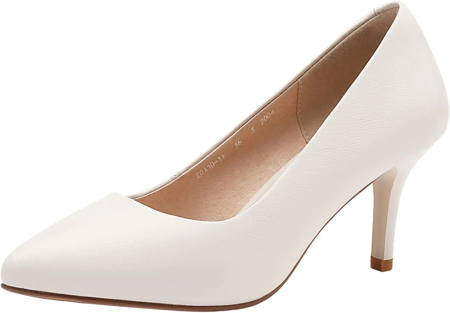 ANUFER Women's Full Genuine Leather 5CM/7CM/9CM High Heels Elegant Pointed Toe Pumps Office Work Shoes