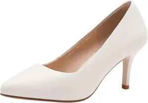 ANUFER Women's Full Genuine Leather 5CM/7CM/9CM High Heels Elegant Pointed Toe Pumps Office Work Shoes