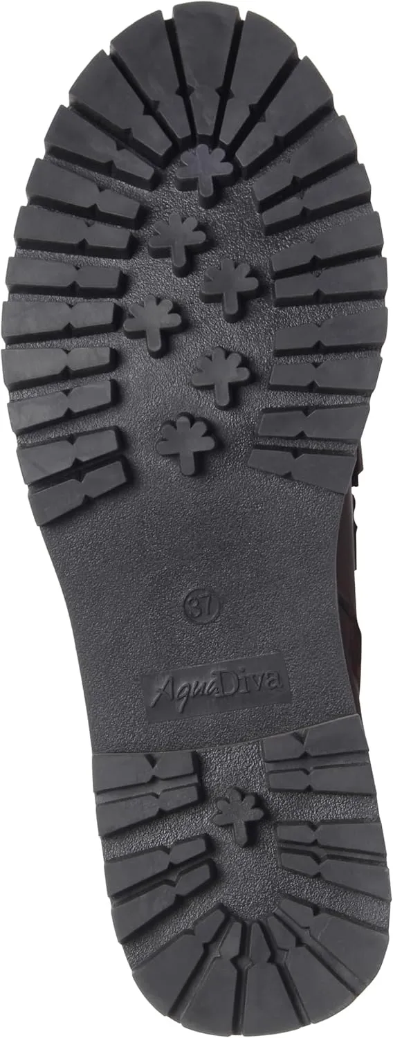 AQUA DIVA Shirley Ladies Waterproof Boot Ankle Boot Lug Sole Lace Up Side Zipper Combat