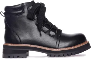 AQUA DIVA Shirley Ladies Waterproof Boot Ankle Boot Lug Sole Lace Up Side Zipper Combat