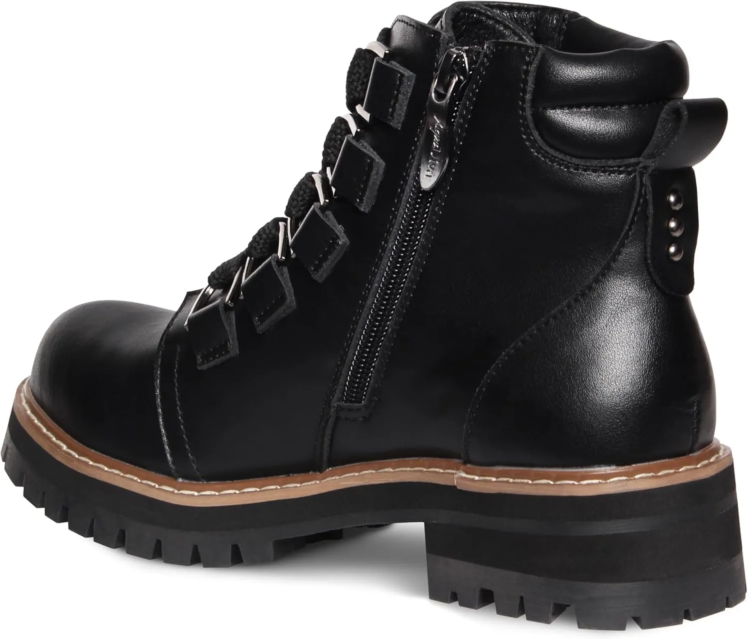 AQUA DIVA Shirley Ladies Waterproof Boot Ankle Boot Lug Sole Lace Up Side Zipper Combat