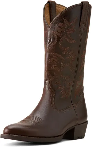 Ariat Men's Heritage R Toe Western Boot, Burnished Chocolate, 14 Wide
