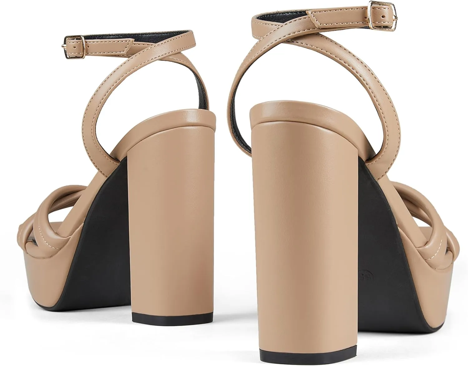 Arromic Women's Platform Heels High Chunky Sandals 4.5 Inches Square Open Toe Heeled Sandals Pink Gold White Black Nude Strappy Ankle Strap Sexy Pumps Y2K Dress Party Wedding Shoes