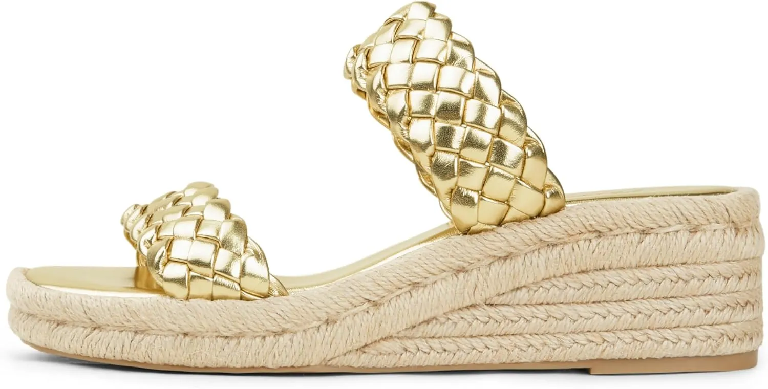 Arromic Women's Platform Wedge Sandals Braided Strap Slide Sandals for Women Casual Slip on Platform Wedges Slides Open Toe Beach Summer Sandals