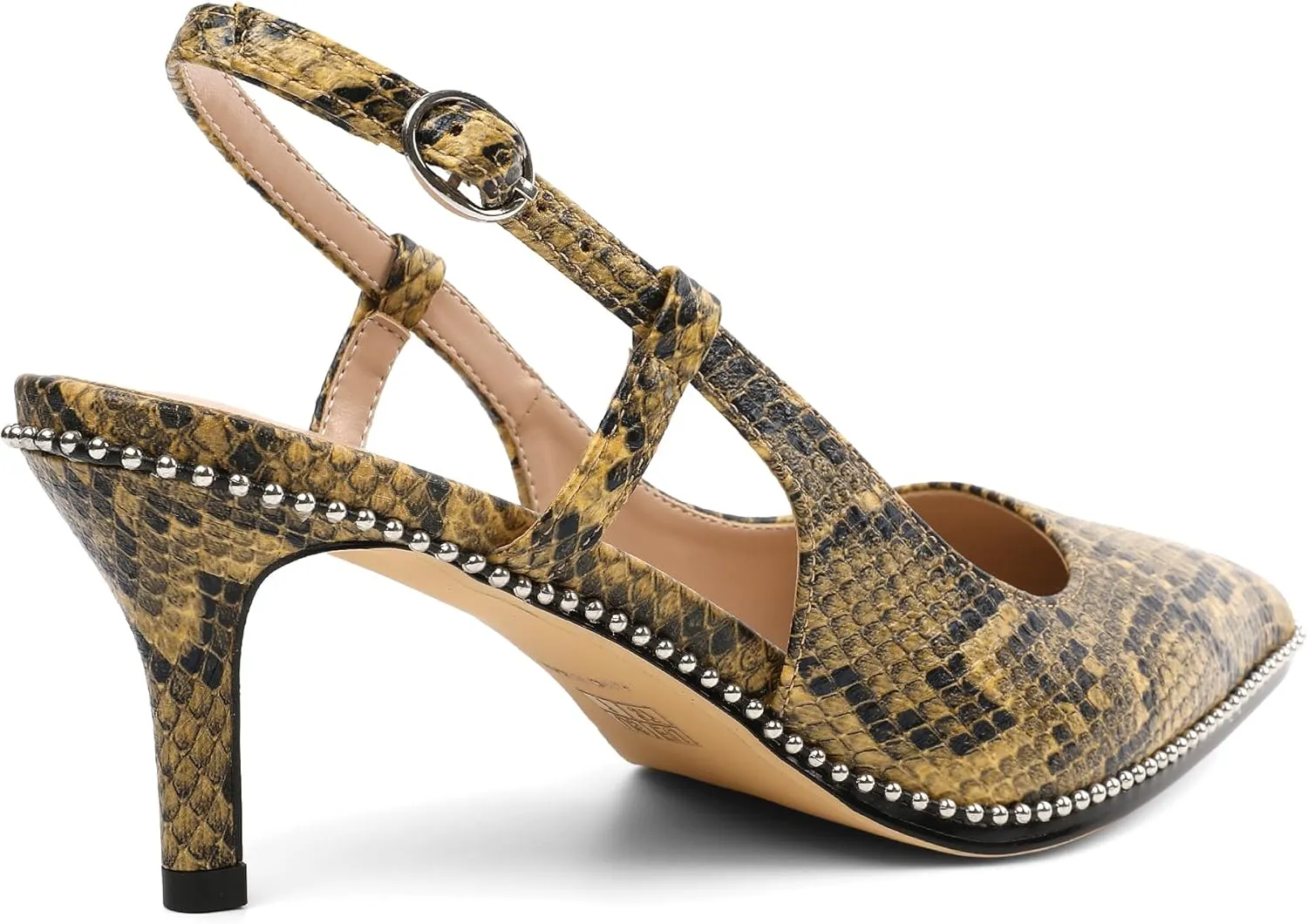 AUMOTED Women Low Heel Pumps Slingback Heels Pointed Toe Beaded Heels 2.5" Elegant Dressy Pumps