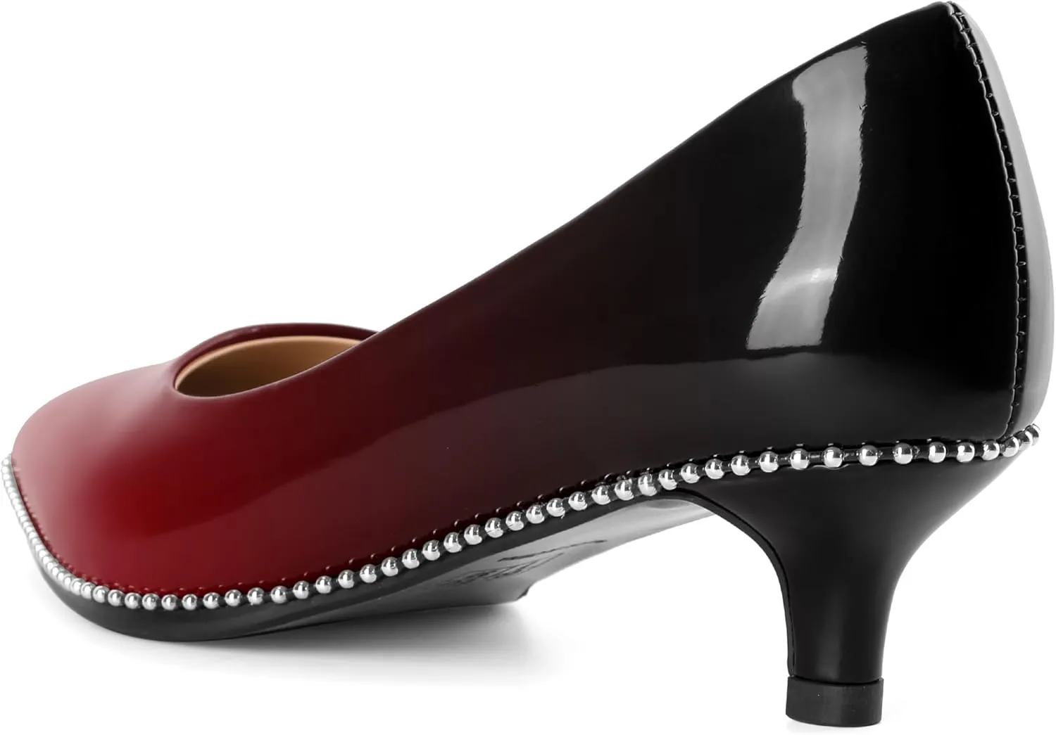AUMOTED Women's Kitten Heel Pumps Pointy Toe Low Heel Slip-on with Beaded Dress Shoes for Ladies Office Wedding Work Evening 4CM