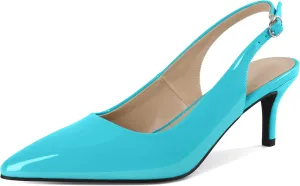 AUMOTED Women's Mid Heel Pumps Slingback Heels Stylish Low Heel Pumps Elegant Pointed Toe Heels for Wedding 2.5 Inch Dressy Pumps