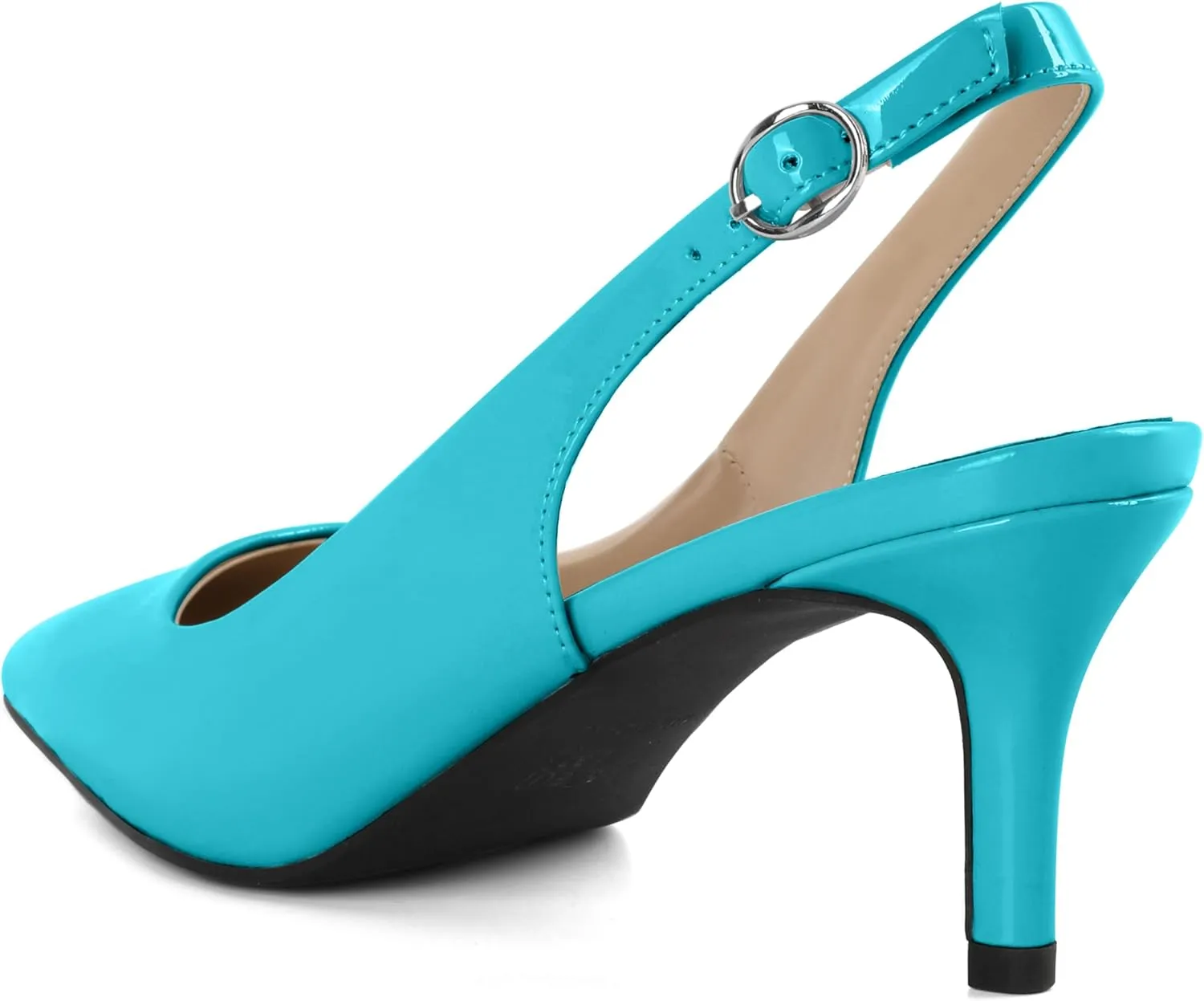 AUMOTED Women's Mid Heel Pumps Slingback Heels Stylish Low Heel Pumps Elegant Pointed Toe Heels for Wedding 2.5 Inch Dressy Pumps