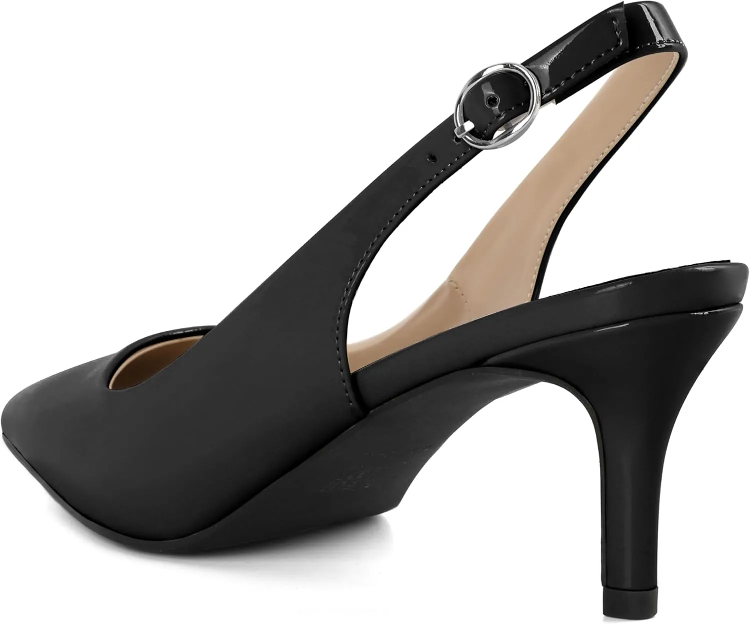 AUMOTED Women's Mid Heel Pumps Slingback Heels Stylish Low Heel Pumps Elegant Pointed Toe Heels for Wedding 2.5 Inch Dressy Pumps