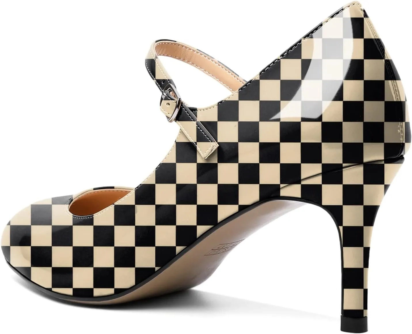 AUMOTED Women's Round Toe Pumps Mary Janes 2.5 Inch Mid Heel Dress Shoes Wedding Office Party Classic US Size 5-13