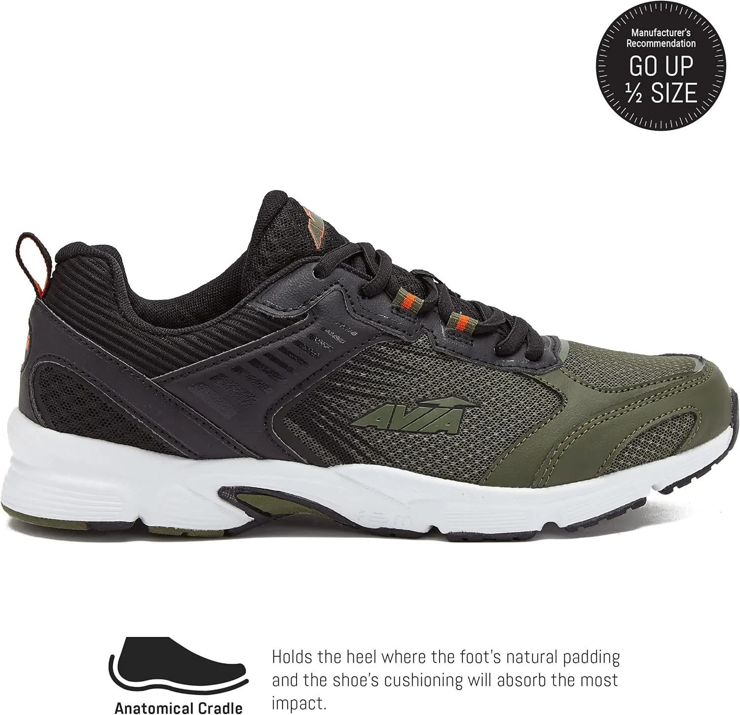 Avia Forte 2.0 Men’s Running Shoes, Lightweight Trail or Running Athletic Sneakers for Men - Green, Black or Grey