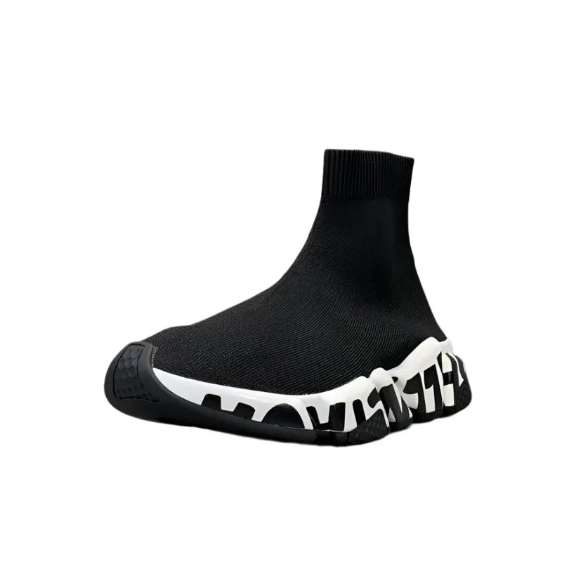 Balenciaga Speed Graffiti Trainers White Black Logo