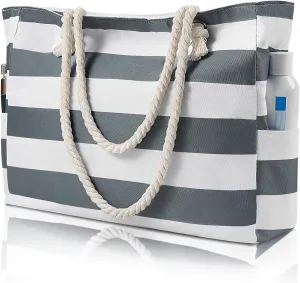 Beach Bags For Women - Large Beach Bags with Zipper Waterproof Sandproof Swim Pool Beach Bag