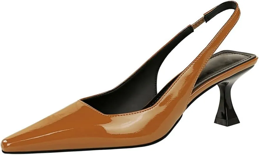 BEAUPAS Women's Slingback Pumps Pointed Toe Kitten Heel Shoes