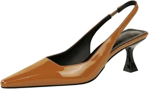 BEAUPAS Women's Slingback Pumps Pointed Toe Kitten Heel Shoes