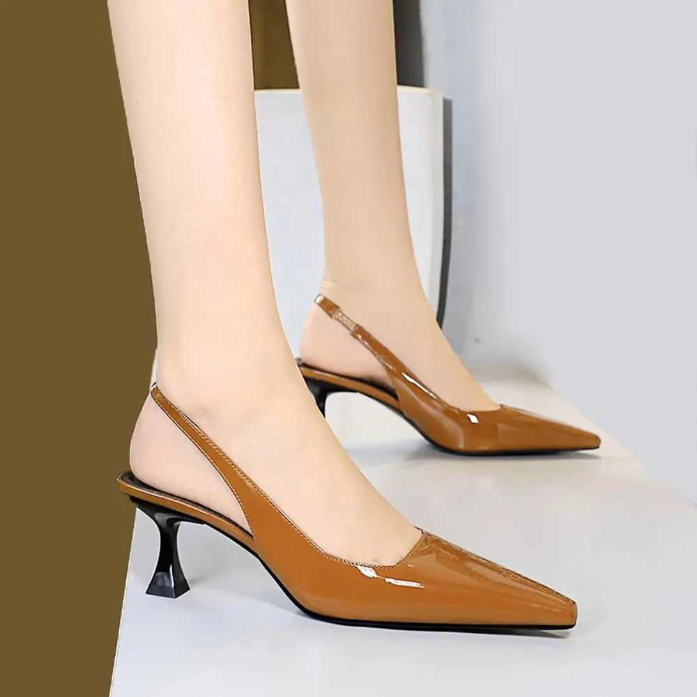 BEAUPAS Women's Slingback Pumps Pointed Toe Kitten Heel Shoes