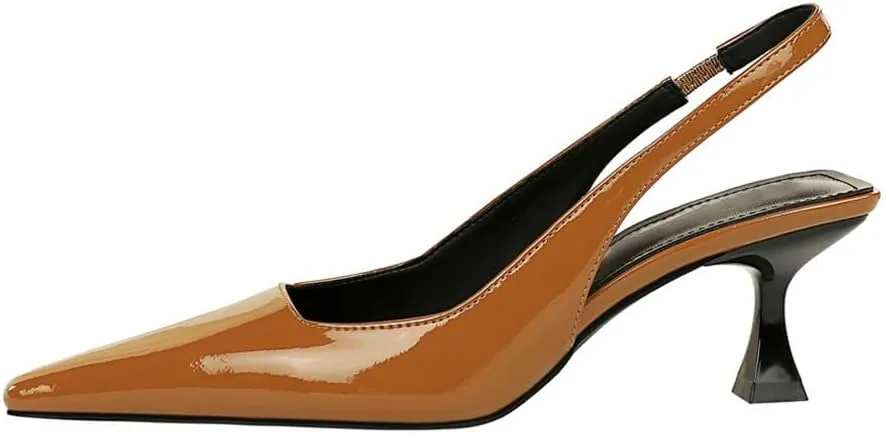 BEAUPAS Women's Slingback Pumps Pointed Toe Kitten Heel Shoes