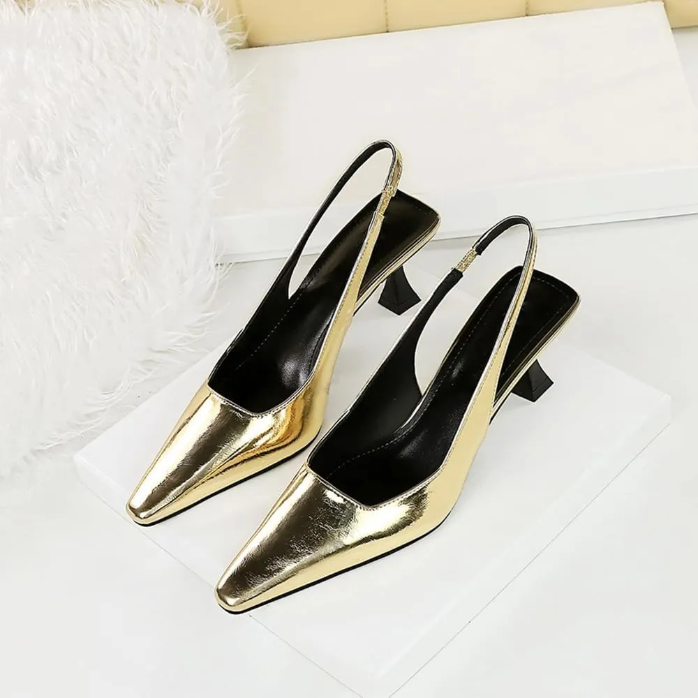 BEAUPAS Women's Slingback Pumps Pointed Toe Kitten Heel Shoes