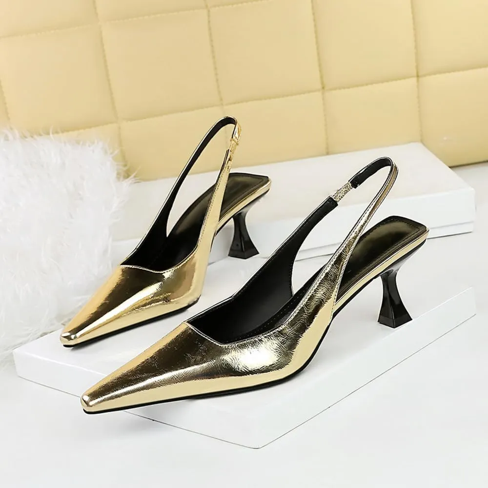 BEAUPAS Women's Slingback Pumps Pointed Toe Kitten Heel Shoes