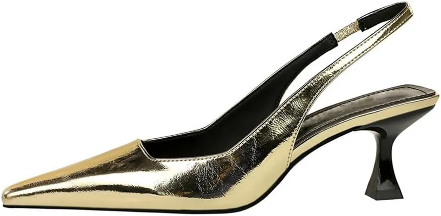 BEAUPAS Women's Slingback Pumps Pointed Toe Kitten Heel Shoes