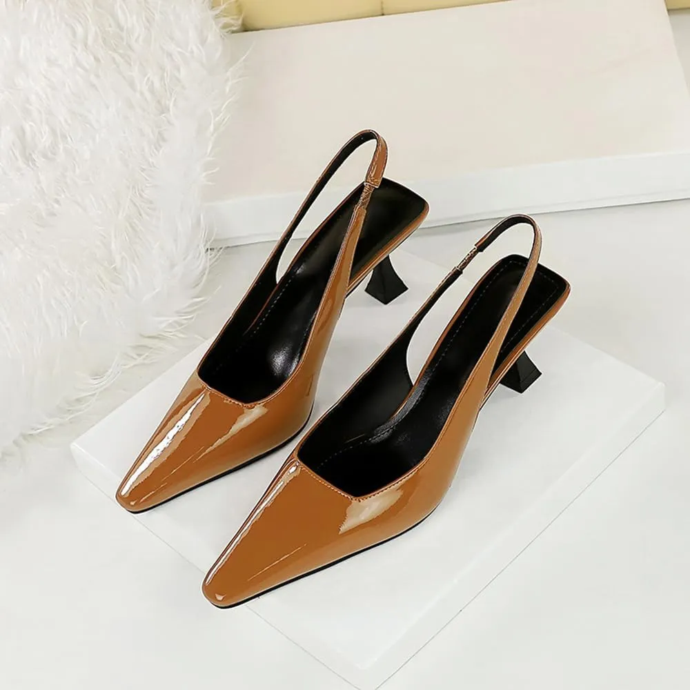 BEAUPAS Women's Slingback Pumps Pointed Toe Kitten Heel Shoes