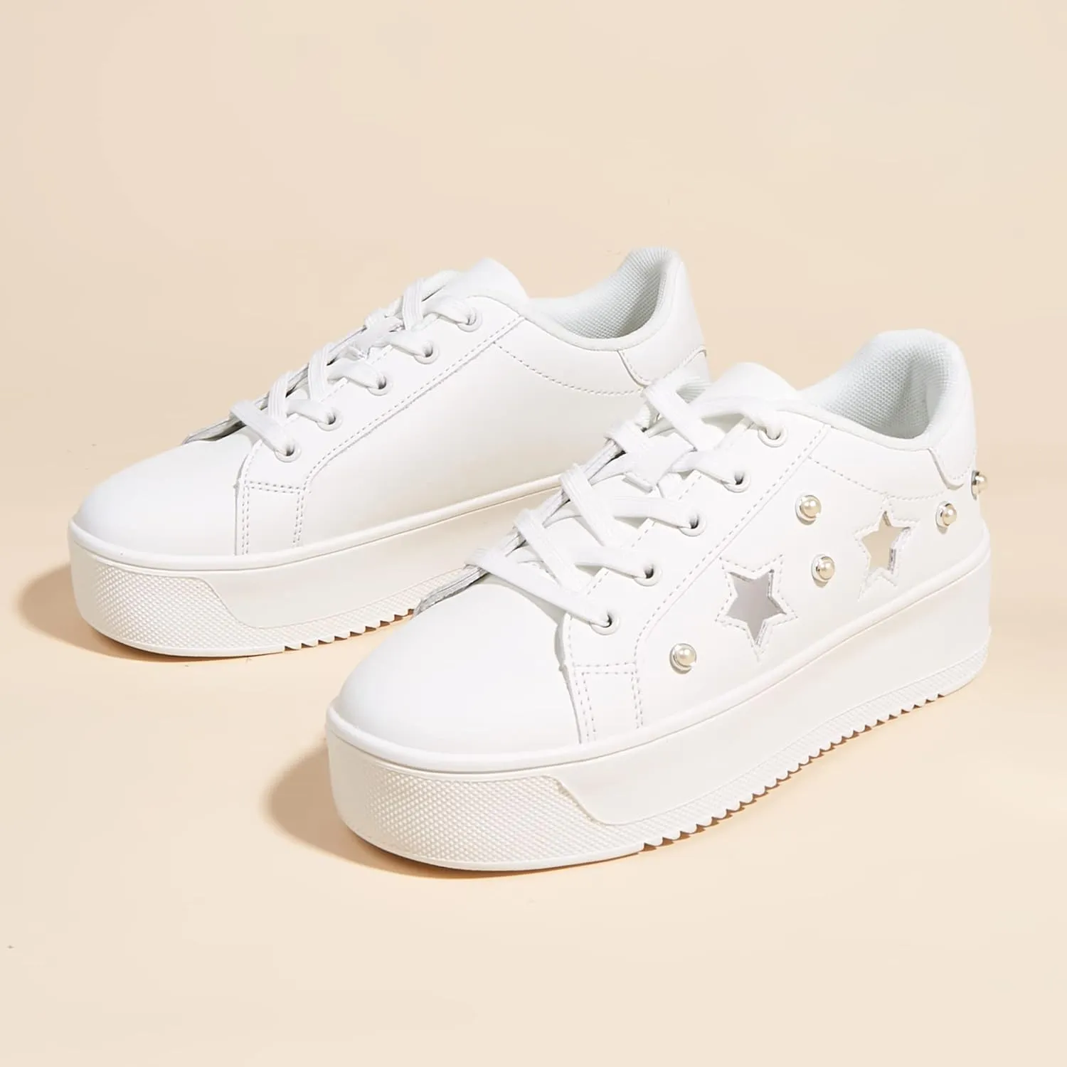 BELOS Fashion Platform Women Sneakers Faux Suede Stars Holographic Rainbow Walking Shoes