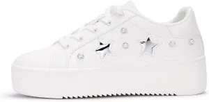 BELOS Fashion Platform Women Sneakers Faux Suede Stars Holographic Rainbow Walking Shoes