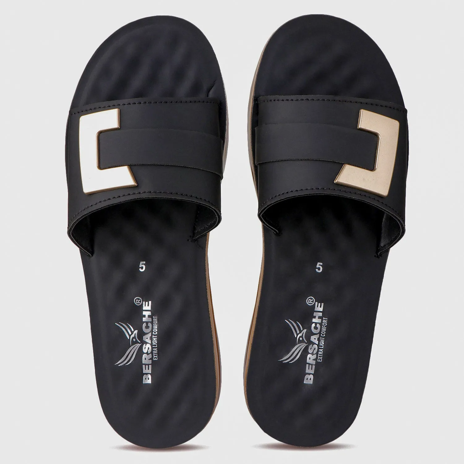 Bersache Extra Soft Classic Casual with  Regular wear with Ultra Soft & Flexibility Technology Flip Flop For Women's/Girl's-(6155-Black)