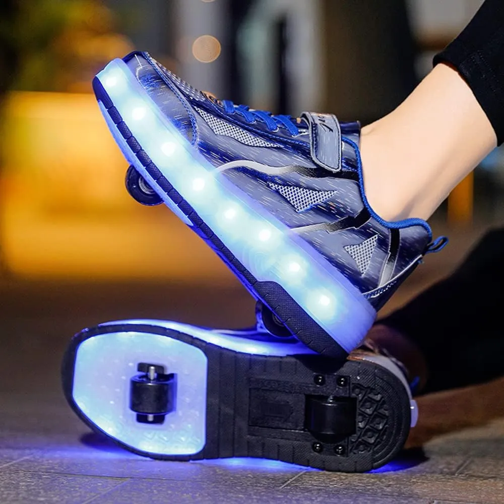 BFOEL Kids Roller Skates Light up Shoes with Double Wheel Shoes LED USB Charging Roller Sneakers for Girls Boys Birthday Christmas Day Best Gift