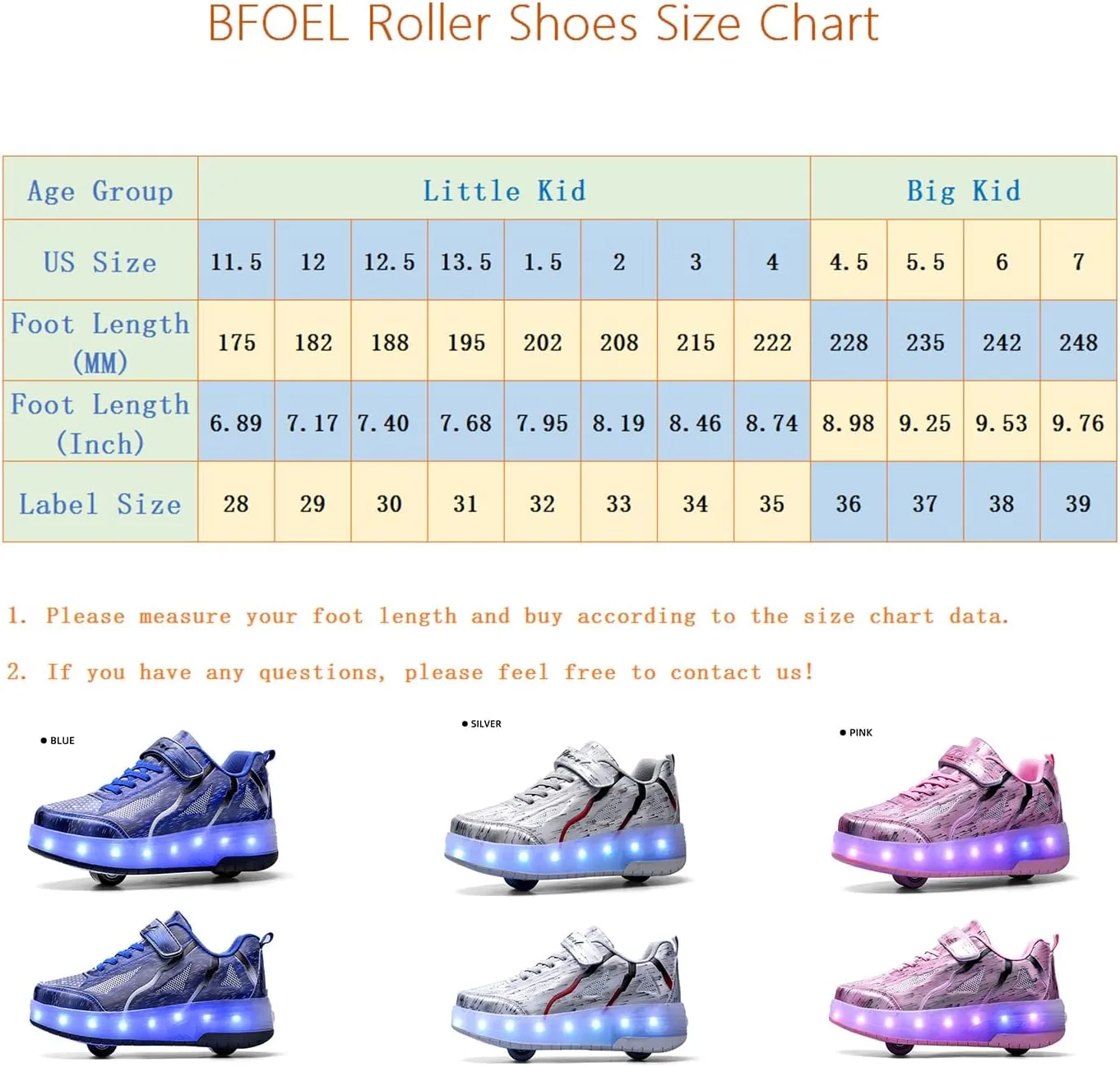 BFOEL Kids Roller Skates Light up Shoes with Double Wheel Shoes LED USB Charging Roller Sneakers for Girls Boys Birthday Christmas Day Best Gift