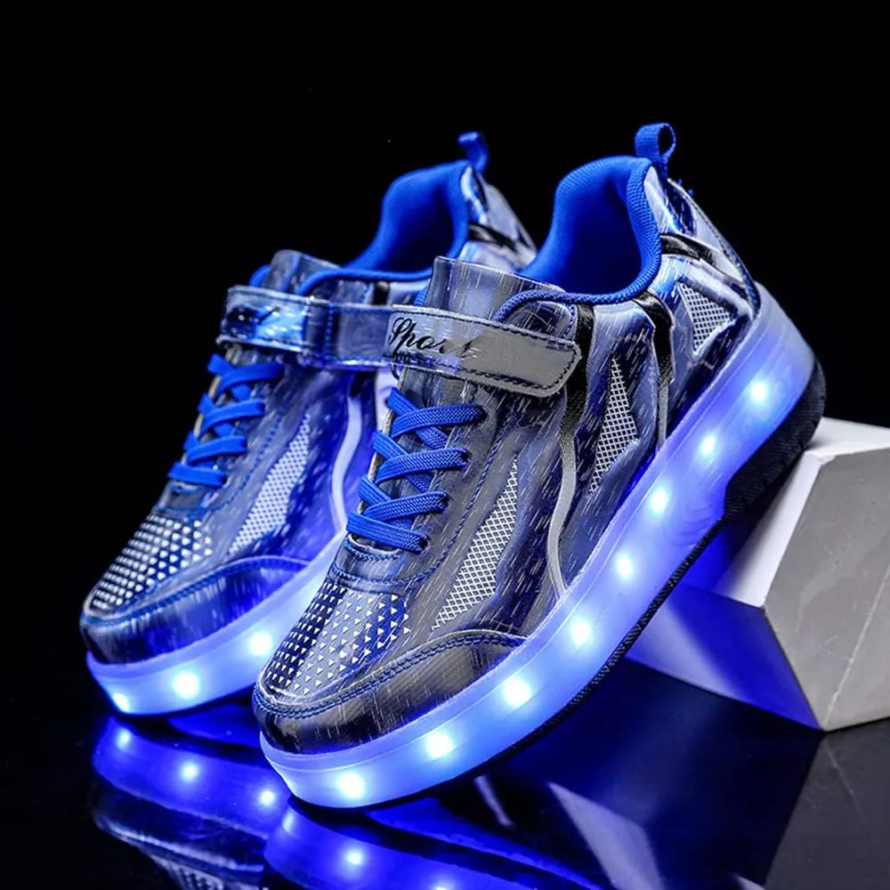 BFOEL Kids Roller Skates Light up Shoes with Double Wheel Shoes LED USB Charging Roller Sneakers for Girls Boys Birthday Christmas Day Best Gift