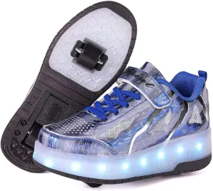 BFOEL Kids Roller Skates Light up Shoes with Double Wheel Shoes LED USB Charging Roller Sneakers for Girls Boys Birthday Christmas Day Best Gift