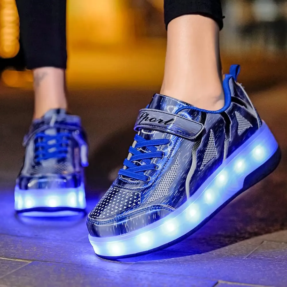 BFOEL Kids Roller Skates Light up Shoes with Double Wheel Shoes LED USB Charging Roller Sneakers for Girls Boys Birthday Christmas Day Best Gift