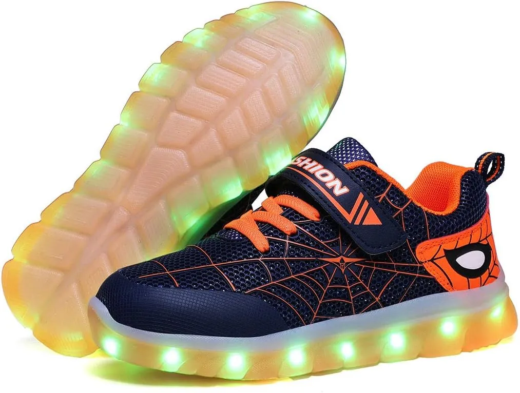 BFOEL Spider Light up Shoes for Boys Girls Walking Sneaker with USB Charging Birthday Thanksgiving Christmas Day Best Gift