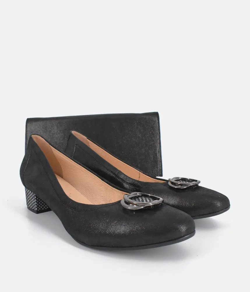 Bioeco Dressy Black Block Heel Shoes