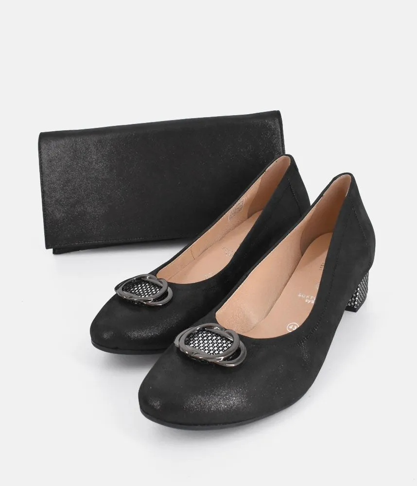 Bioeco Dressy Black Block Heel Shoes