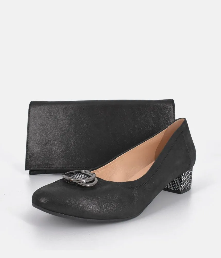 Bioeco Dressy Black Block Heel Shoes