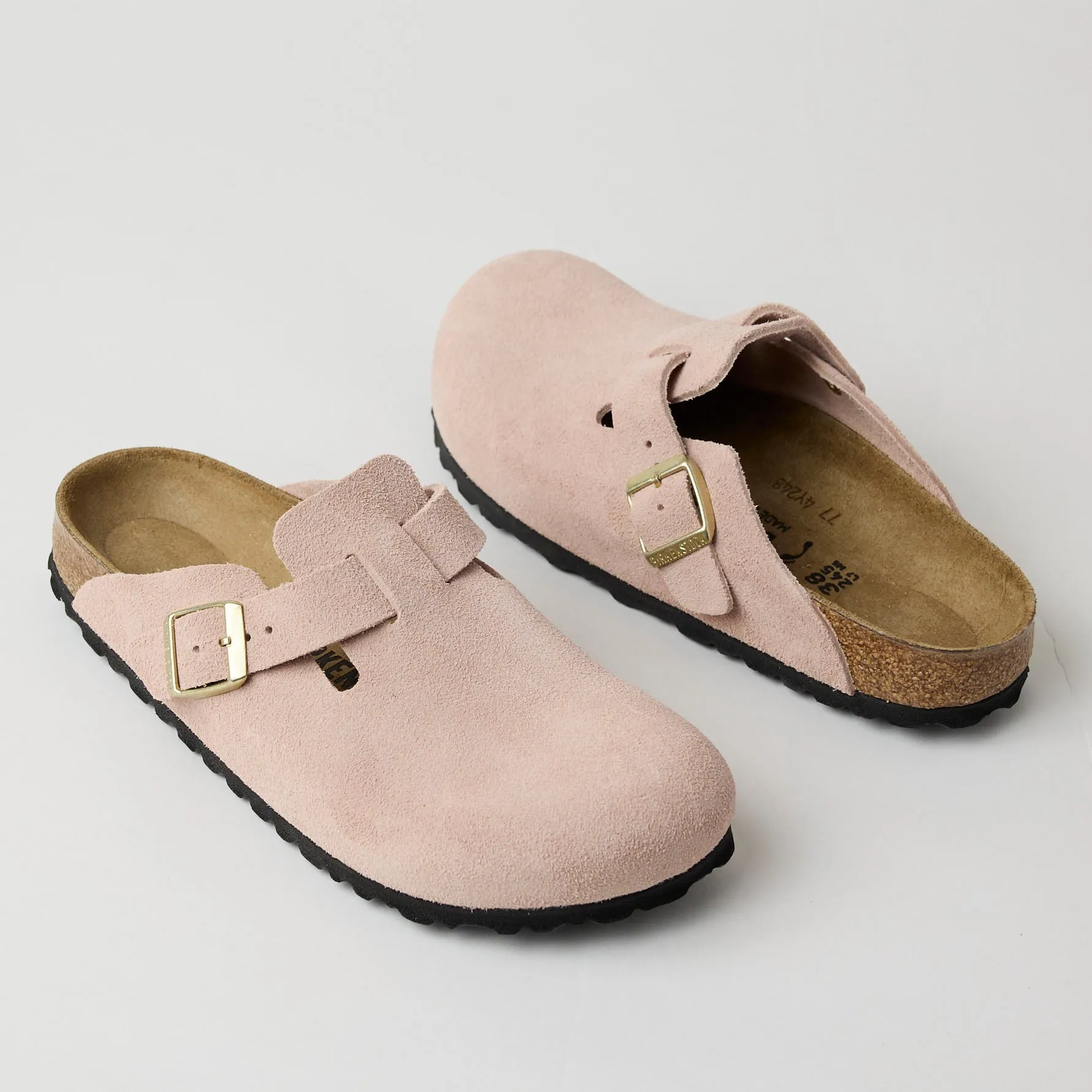 Birkenstock Light Rose Suede Leather Boston Clogs