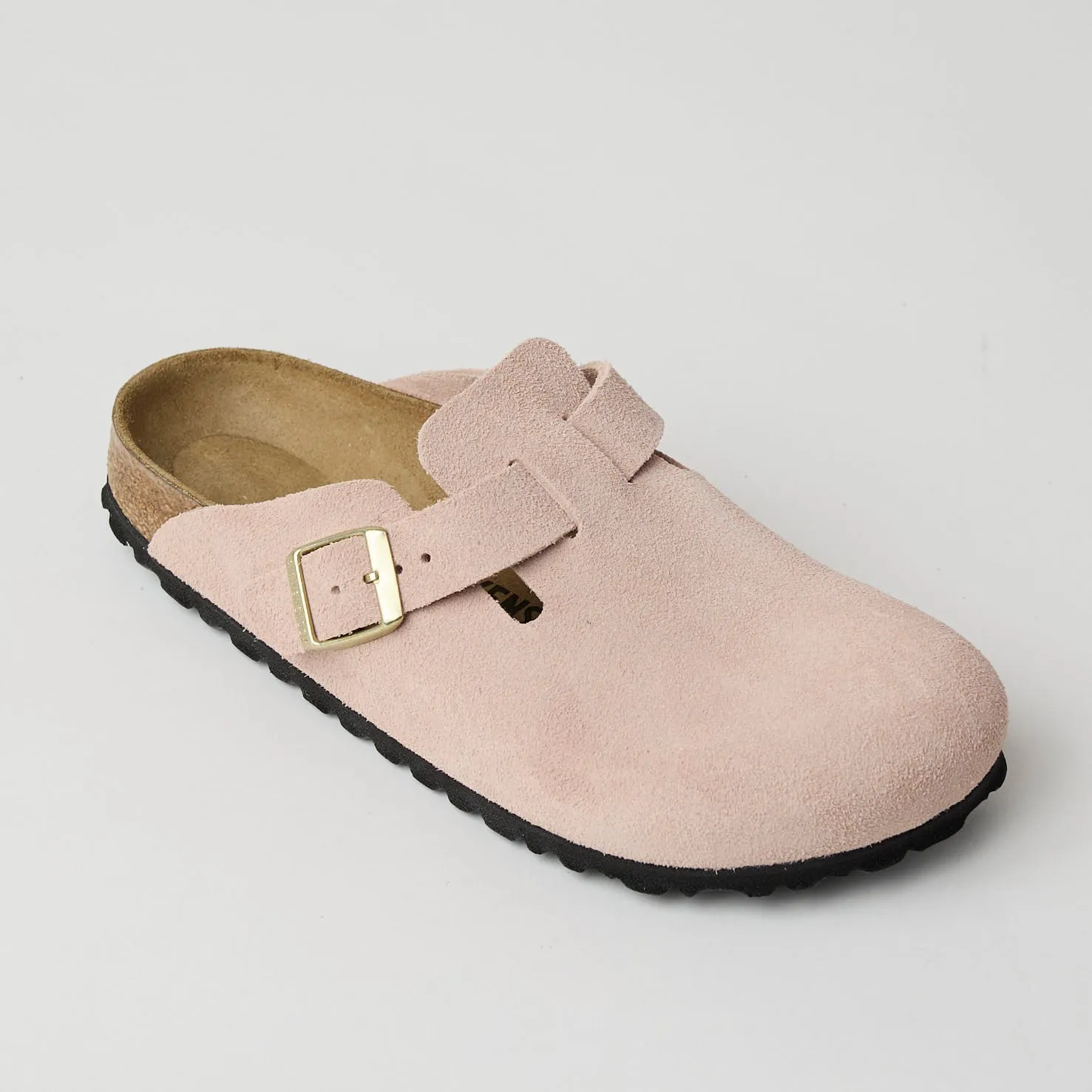 Birkenstock Light Rose Suede Leather Boston Clogs