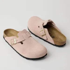 Birkenstock Light Rose Suede Leather Boston Clogs