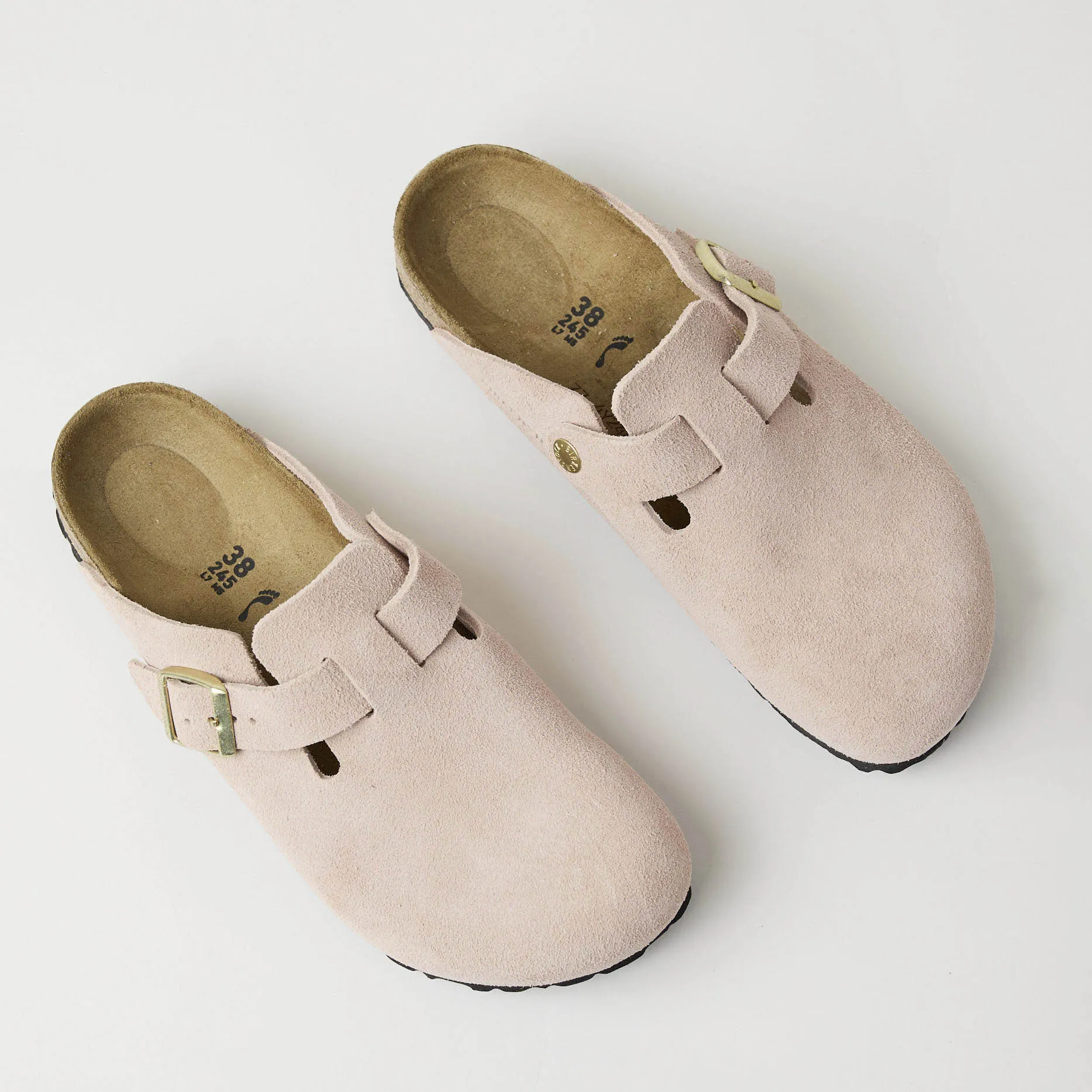 Birkenstock Light Rose Suede Leather Boston Clogs