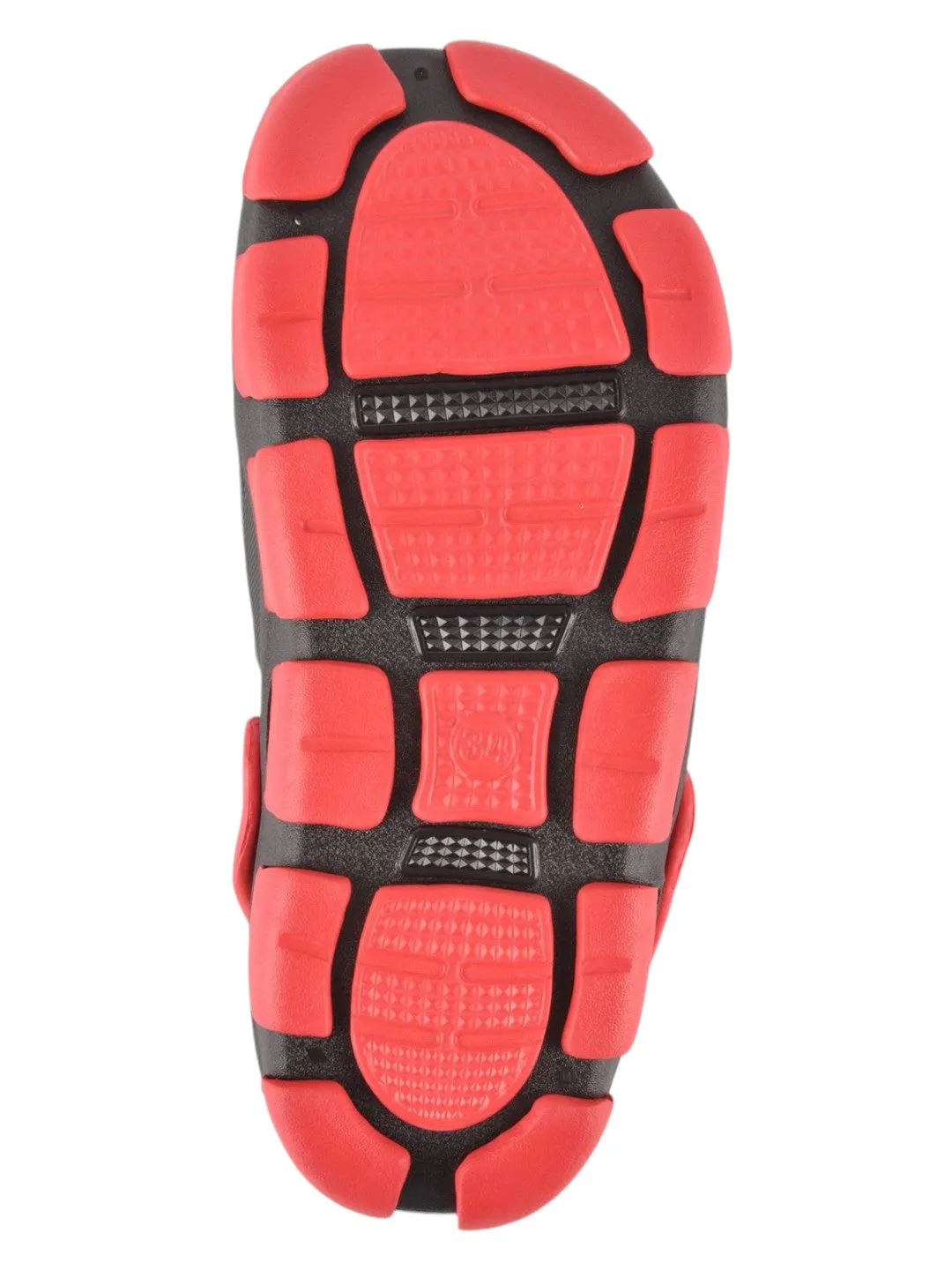 Black and Red Slip-On Ventilated Clogs For Boys