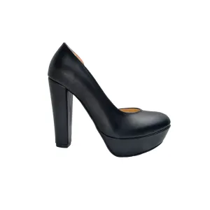 Black Elegant Leather High Heels Shoe