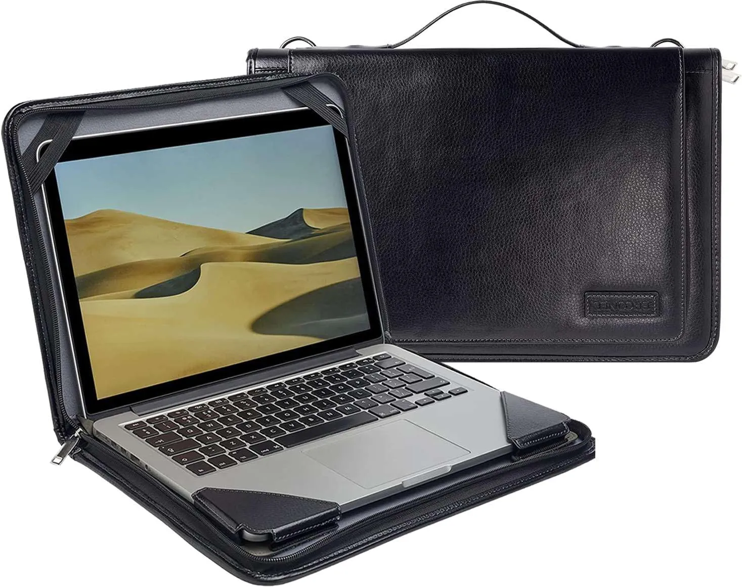 Black Leather Laptop Messenger Case - Compatible with Dell Precision 7680 16" Workstation