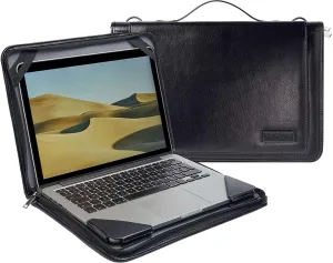 Black Leather Laptop Messenger Case - Compatible with Dell Precision 7680 16" Workstation