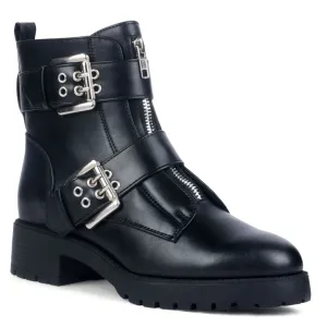 Black Zipper Buckle Boot