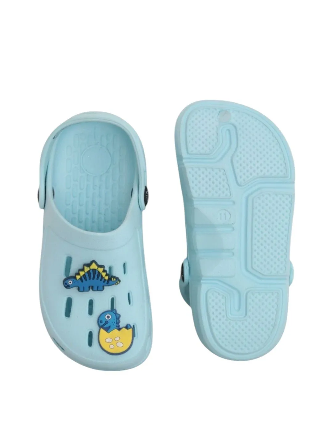 Boys' Blue Glow-in-the-Dark Clogs with Playful 3D Dinosaur Charms