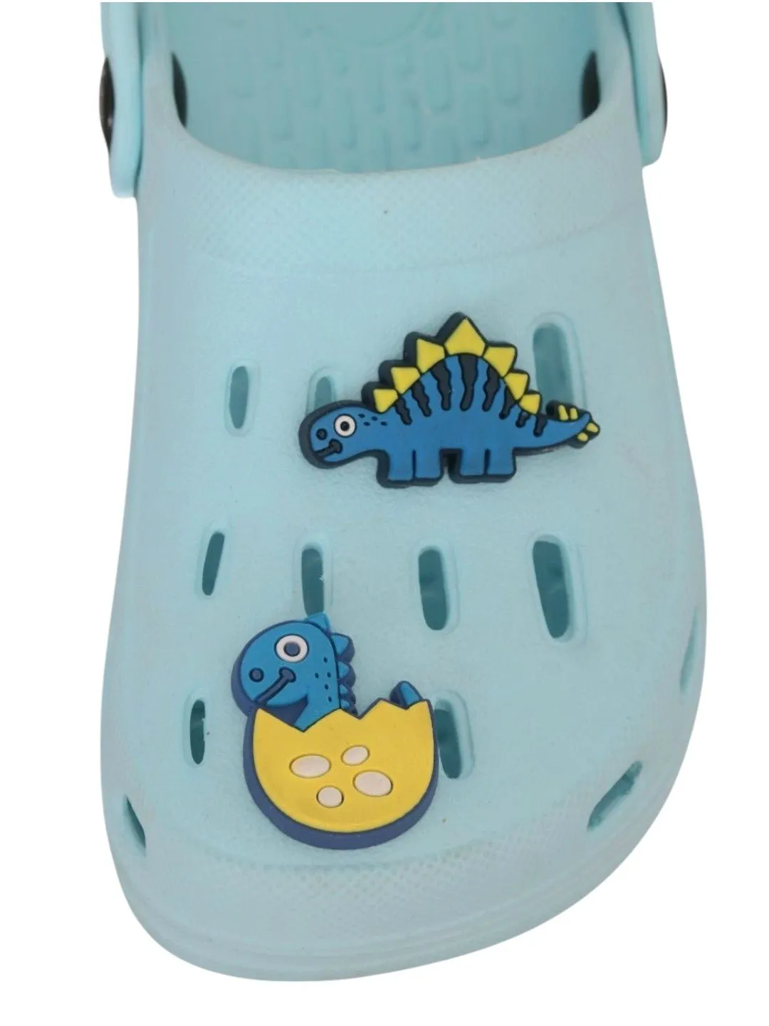 Boys' Blue Glow-in-the-Dark Clogs with Playful 3D Dinosaur Charms